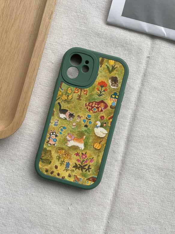 手機保護殼 兼容所有 iPhone15/14/13/12/11/10 型號 動物樂園插畫 全包防震手機殼 第3張的照片