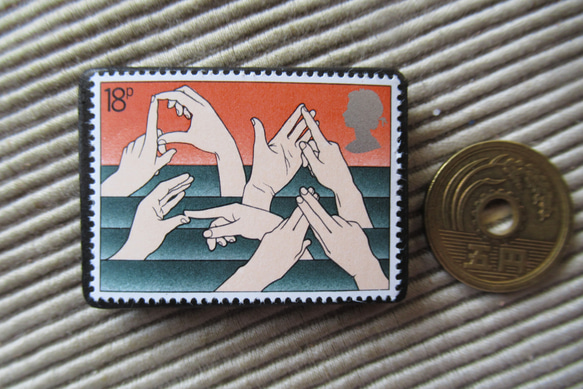 イギリス　切手ブローチ 9613 3枚目の画像