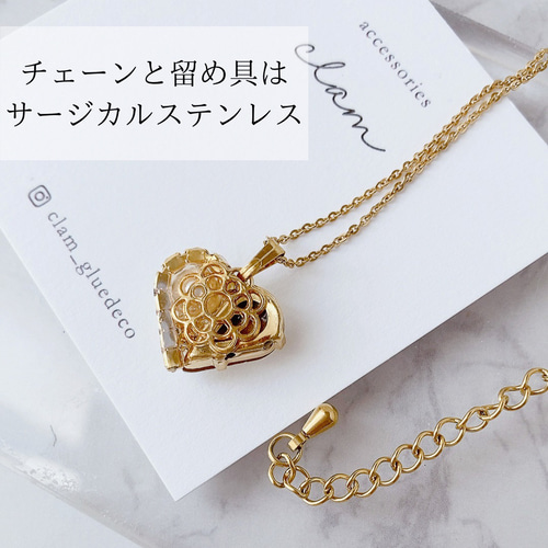 透明なきらめき クリスタルハートネックレス クリアカラー シンプル