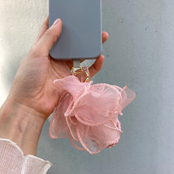 粉紅色 花 編織 4way 手機掛繩 頭飾 匙扣 手腕花 手工 第4張的照片