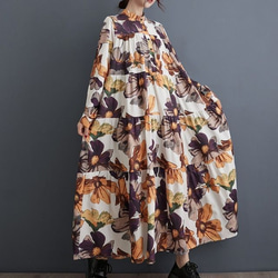 ドレス ワンピース 春 秋 新しい ゆったり 西洋スタイル プリントミッドレングス アート レトロ [0008] 1枚目の画像