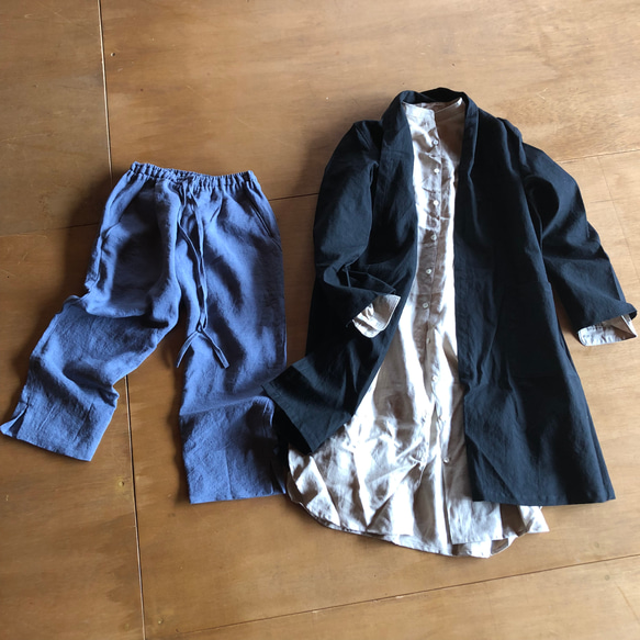 スタンドカラーlong shirt/ロングシャツワンピ 　コートセット 1枚目の画像