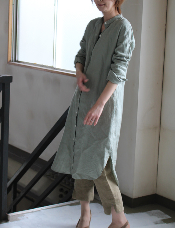 スタンドカラーlong shirt/ロングシャツワンピ 　コートセット 4枚目の画像