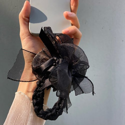 黒の花織り 4way 携帯電話ストラップ帽子キーホルダー手首の花手作り 9枚目の画像