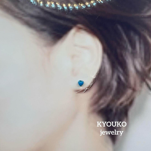 天然石 ハウライトターコイズ ハート スタッドピアス ピアス（スタッド  