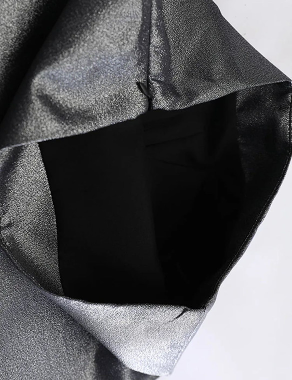スカート シルバー スパンコール フェミニン 社交性 高級感 ビーズフラワー Aライン ロングスカート [0010] 3枚目の画像