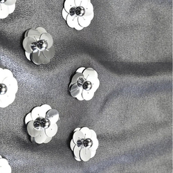 スカート シルバー スパンコール フェミニン 社交性 高級感 ビーズフラワー Aライン ロングスカート [0010] 6枚目の画像