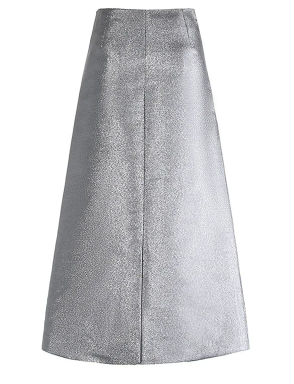 スカート シルバー スパンコール フェミニン 社交性 高級感 ビーズフラワー Aライン ロングスカート [0010] 2枚目の画像