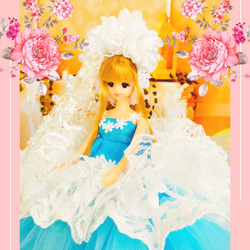 送料無料　ジェニーサイズ　天空の女神　空色ドレス　ハンドメイド服　ドール服　人形服　ドールドレス　♡アルーシャ♡ 13枚目の画像