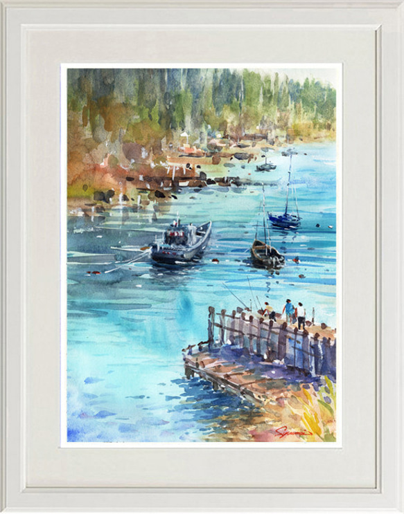 水彩画原画  穏やかな入り江 １　＃637 水彩画原画 穏やかな入江 1 ＃637 絵画 syoumei 通販 17641019