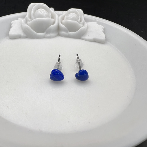 天然石 ラピスラズリ ハート スタッドピアス ピアス（スタッド・一粒  