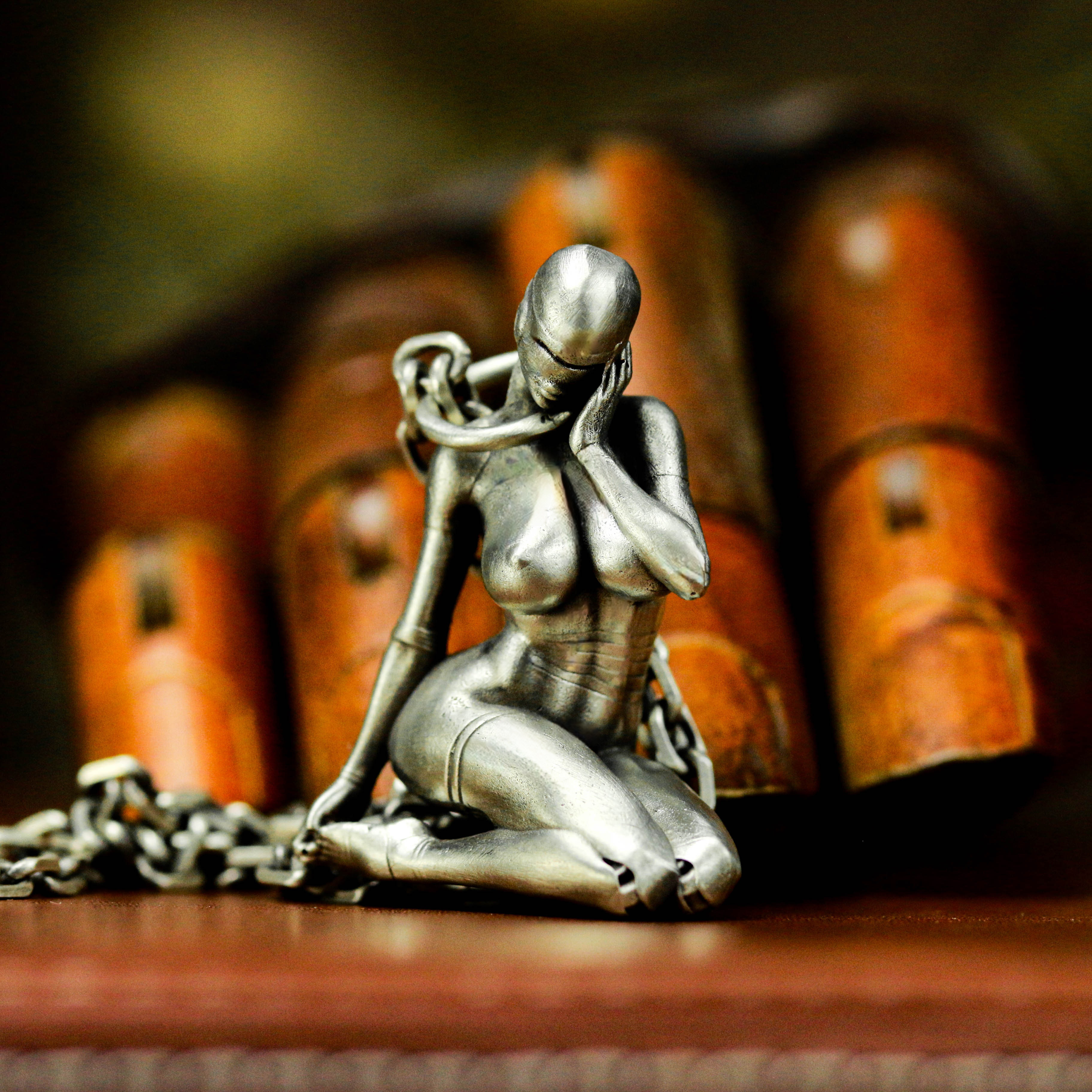 ヌード機械少女925シルバーペンダントネックレス、エクスマキナ、エロティック女性ボディアートジュエリーパーソナライズされ