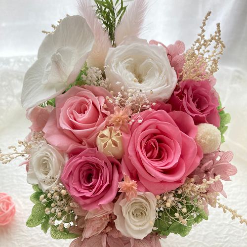 ✨特大✨ピンクバラミックスプリザ＆胡蝶蘭（アーティシャルフラワー）アレンジメント ✨特大✨ミックスバラプリザーブ＆胡蝶蘭（アーティシャル