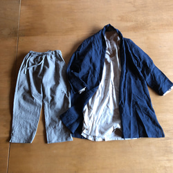 スタンドカラープルシャツ 　コート、パンツセット 2枚目の画像