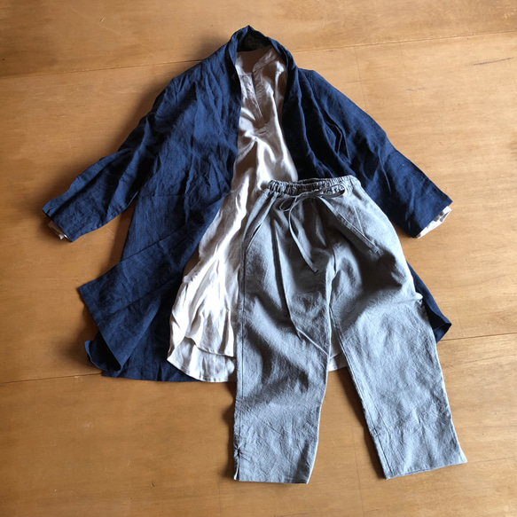 スタンドカラープルシャツ 　コート、パンツセット 1枚目の画像