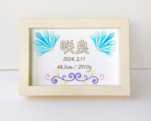 刺繍命名書（オーダー済み） 紙刺繍の命名書＊冬バージョン（セミオーダー） 雑貨・その他 刺繍の