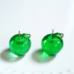 青りんご(大)のイヤリング・ピアス／青リンゴ　青林檎　GREENAPPLE　グリーンアップル 13枚目の画像