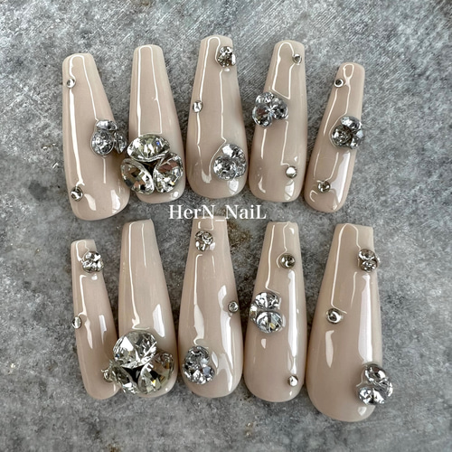 ネイルチップ ワンホン vカットストーン シンプル