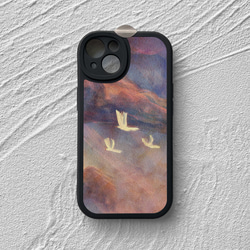 智慧型手機保護殼 兼容所有 iPhone 15/14/13/12/11 等型號 白色飛鳥插畫 全包防震手機套 第6張的照片