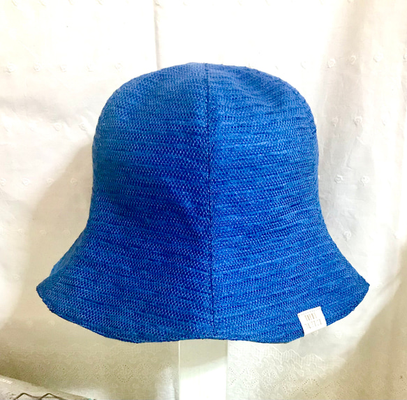 【チューリップハット】お散歩やレジャー、普段のお買い物にも活躍する折り畳める帽子　ブルー 5枚目の画像