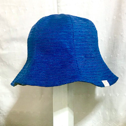 【チューリップハット】お散歩やレジャー、普段のお買い物にも活躍する折り畳める帽子　ブルー 6枚目の画像
