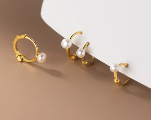淡水パール フリル　フープピアス　CAD アッシュペーフランス　２個セット フリルパールピアス / プチスティック | C.A.D. Tokyo online store