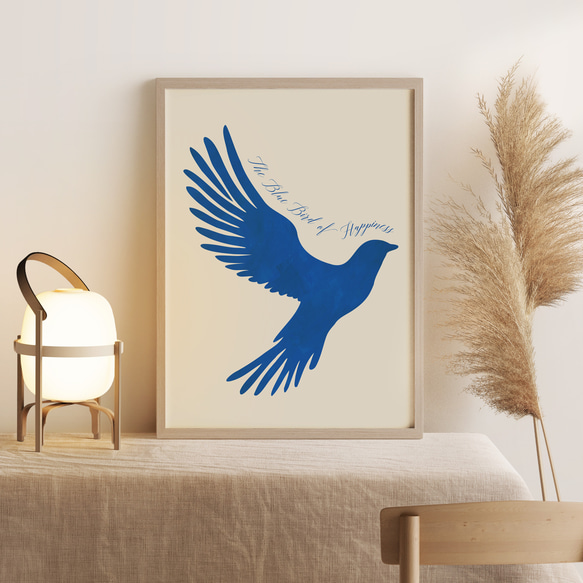 アートポスター【 幸せの青い鳥 】 抽象画　 北欧ポスター　アブストラクト　ブルーバード 1枚目の画像