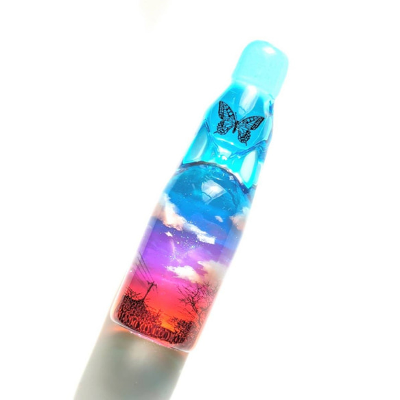 5000で送料無料】レジンオブジェ/風景のラムネ瓶・感傷/レジン