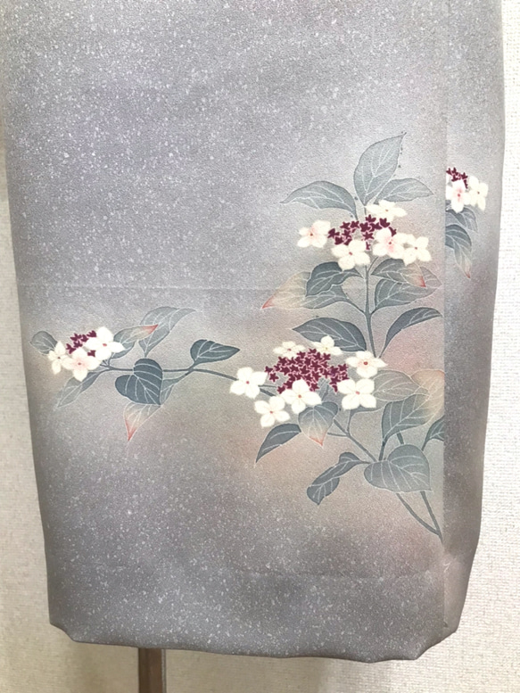 着物リメイク　紫陽花のフレアスリーブワンピースドレス 8枚目の画像