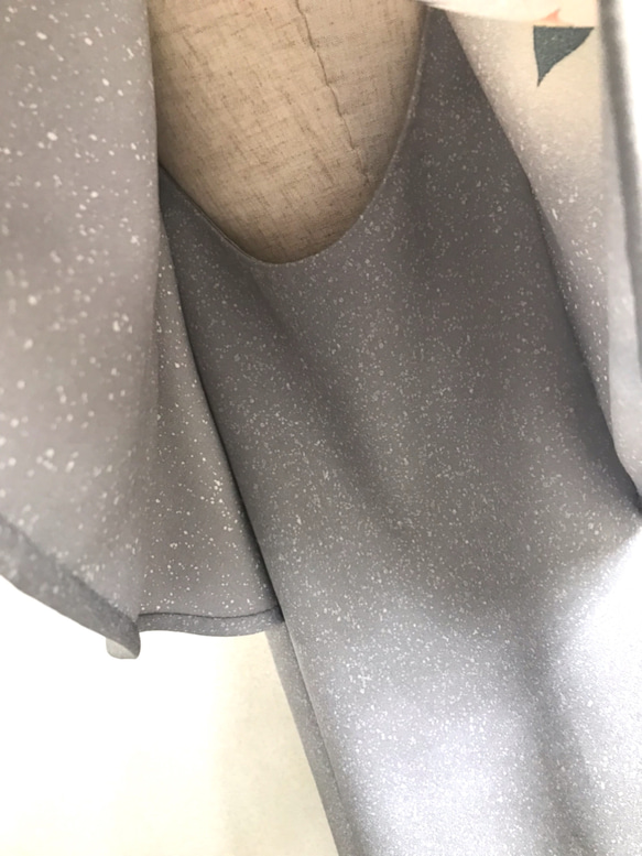 着物リメイク　紫陽花のフレアスリーブワンピースドレス 4枚目の画像