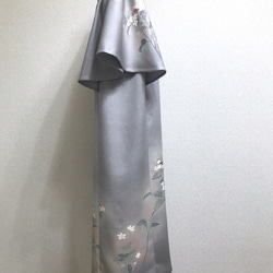 着物リメイク　紫陽花のフレアスリーブワンピースドレス 5枚目の画像