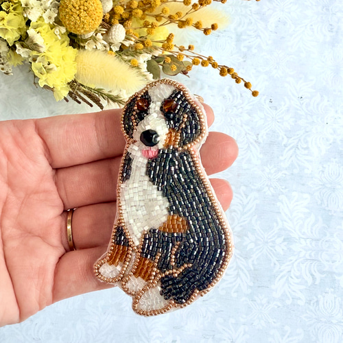 2way】ビーズ刺繍のうちの子キーホルダー、バッグチャーム
