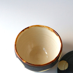 お茶っこセット　ふた付きカップ　黒イエロードット 5枚目の画像