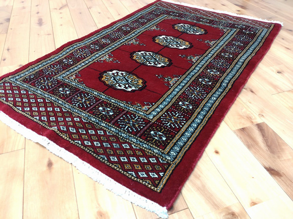 巴基斯坦地毯高品質 97x61 公分入口墊手工編織 Bohara 設計紅色 第7張的照片