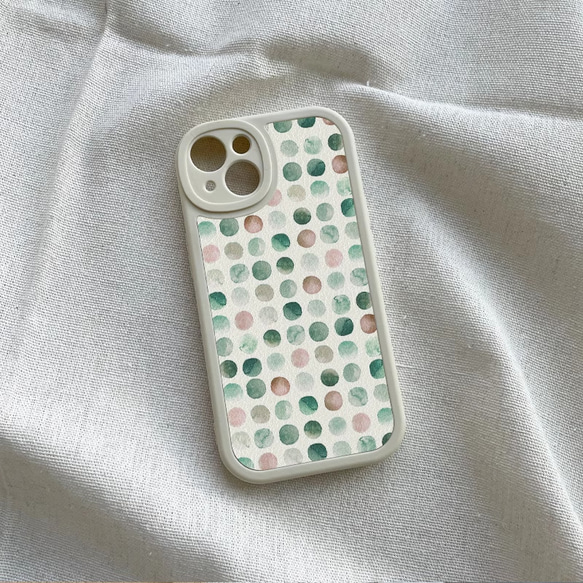 智慧型手機保護殼 兼容所有 iPhone 15/14/13/12/11 等型號 圓點調色水彩 全包防震手機套 第3張的照片