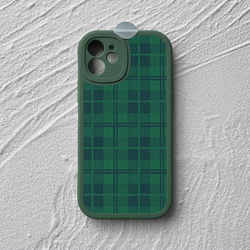 智慧型手機保護殼 兼容所有 iPhone 15/14/13/12/11 等型號 綠色格子 全包防震手機套 第6張的照片