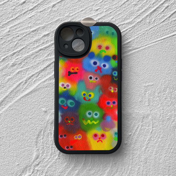智慧型手機保護殼 兼容所有 iPhone 15/14/13/12/11 等型號 彩色小怪獸塗鴉 全包防震手機套 第5張的照片