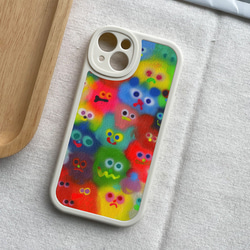 智慧型手機保護殼 兼容所有 iPhone 15/14/13/12/11 等型號 彩色小怪獸塗鴉 全包防震手機套 第2張的照片