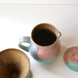 咖啡滴頭和水罐粉紅色 x 綠色 第4張的照片