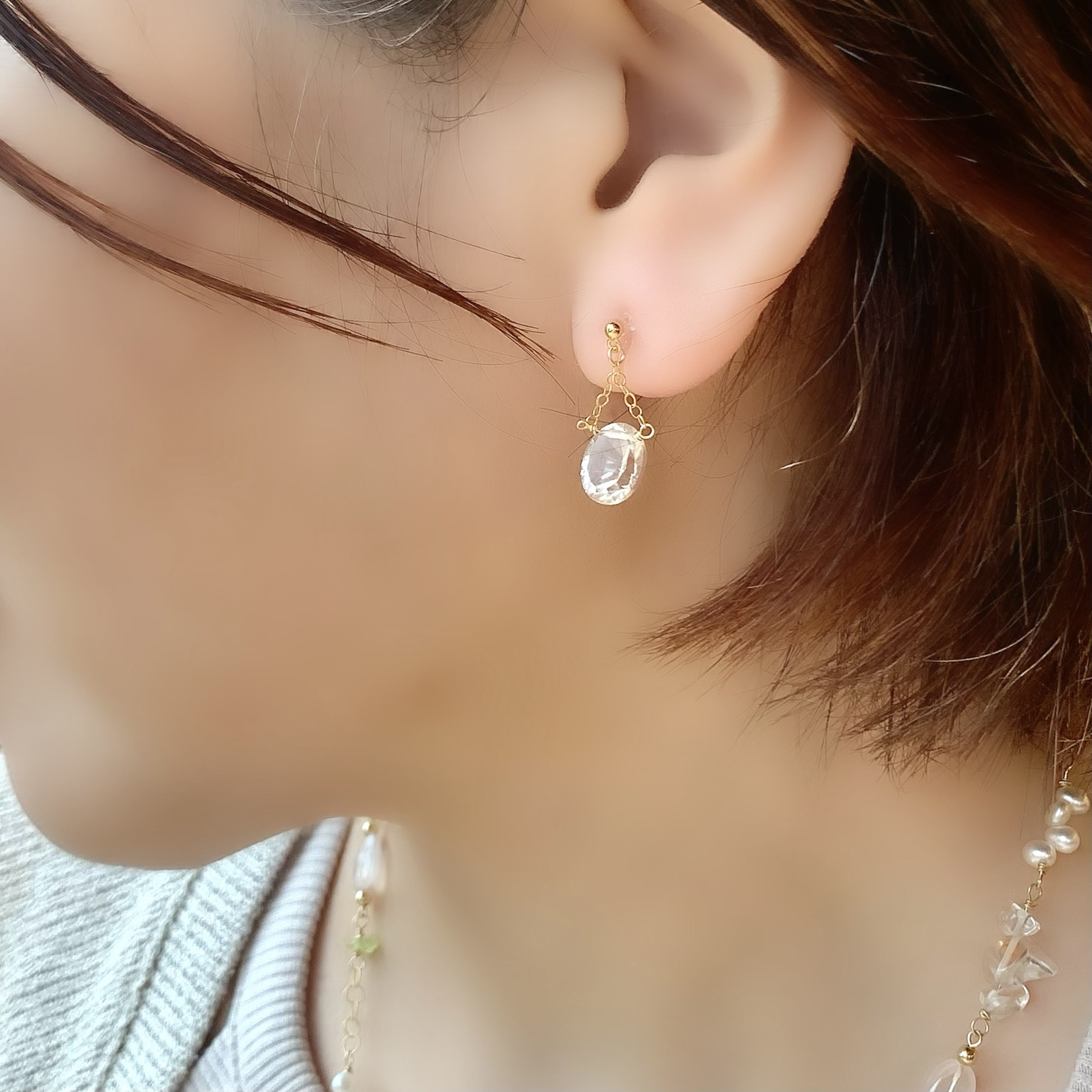 【数量限定】k14gf シャンパンクオーツピアスorイヤリング　プチギフト