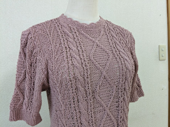 麻・綿混紡の糸でサマーセーター 4枚目の画像