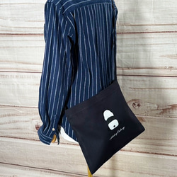 【包郵】熊貓刺繡帆布包附內袋&lt;午夜藍&gt; 第2張的照片
