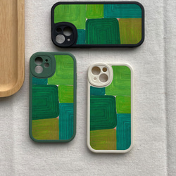 智慧型手機保護殼 兼容所有 iPhone 15/14/13/12/11 等型號 綠色色塊 全包防震手機套 第2張的照片