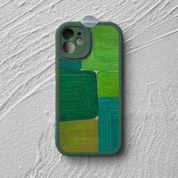 智慧型手機保護殼 兼容所有 iPhone 15/14/13/12/11 等型號 綠色色塊 全包防震手機套 第3張的照片