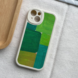 智慧型手機保護殼 兼容所有 iPhone 15/14/13/12/11 等型號 綠色色塊 全包防震手機套 第7張的照片