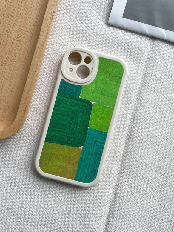 智慧型手機保護殼 兼容所有 iPhone 15/14/13/12/11 等型號 綠色色塊 全包防震手機套 第7張的照片