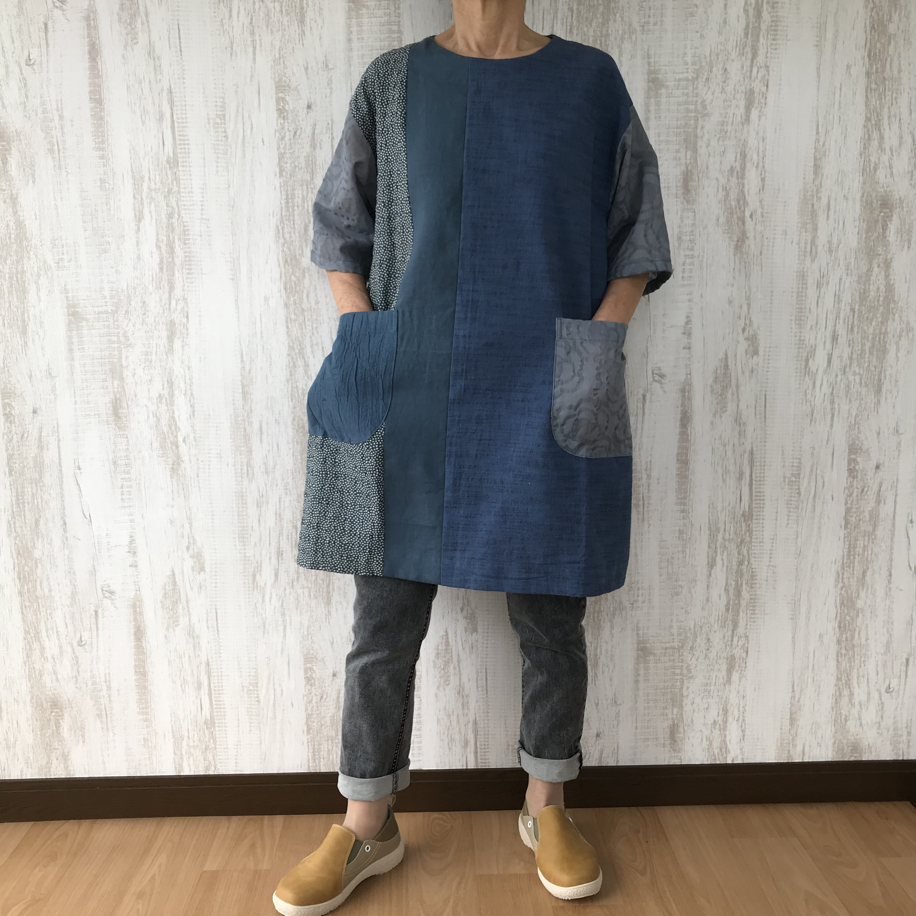 【SALE♦️30%OFF】多種生地切り替え　ゆったり　チュニック