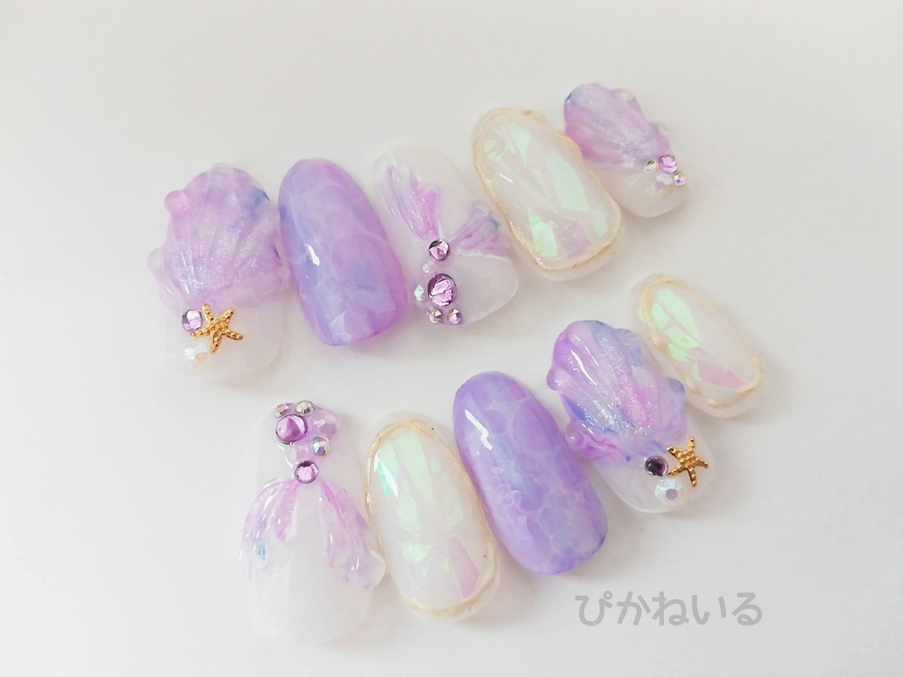 【オーダー】ネイルチップ　夏ネイル　マーメイドネイル　ニュアンスフレンチワンホン おすすめ順｜ワンホンネイル(ワンホン/中国ネイル/中華ネイル