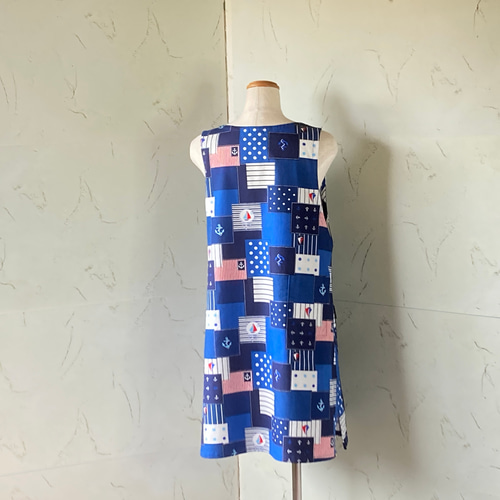 エプロン(エプロンスカート) ハンドメイド　絣(古布)パッチワーク　9/15 エプロン(エプロンスカート) ハンドメイド 絣(古布)パッチワーク