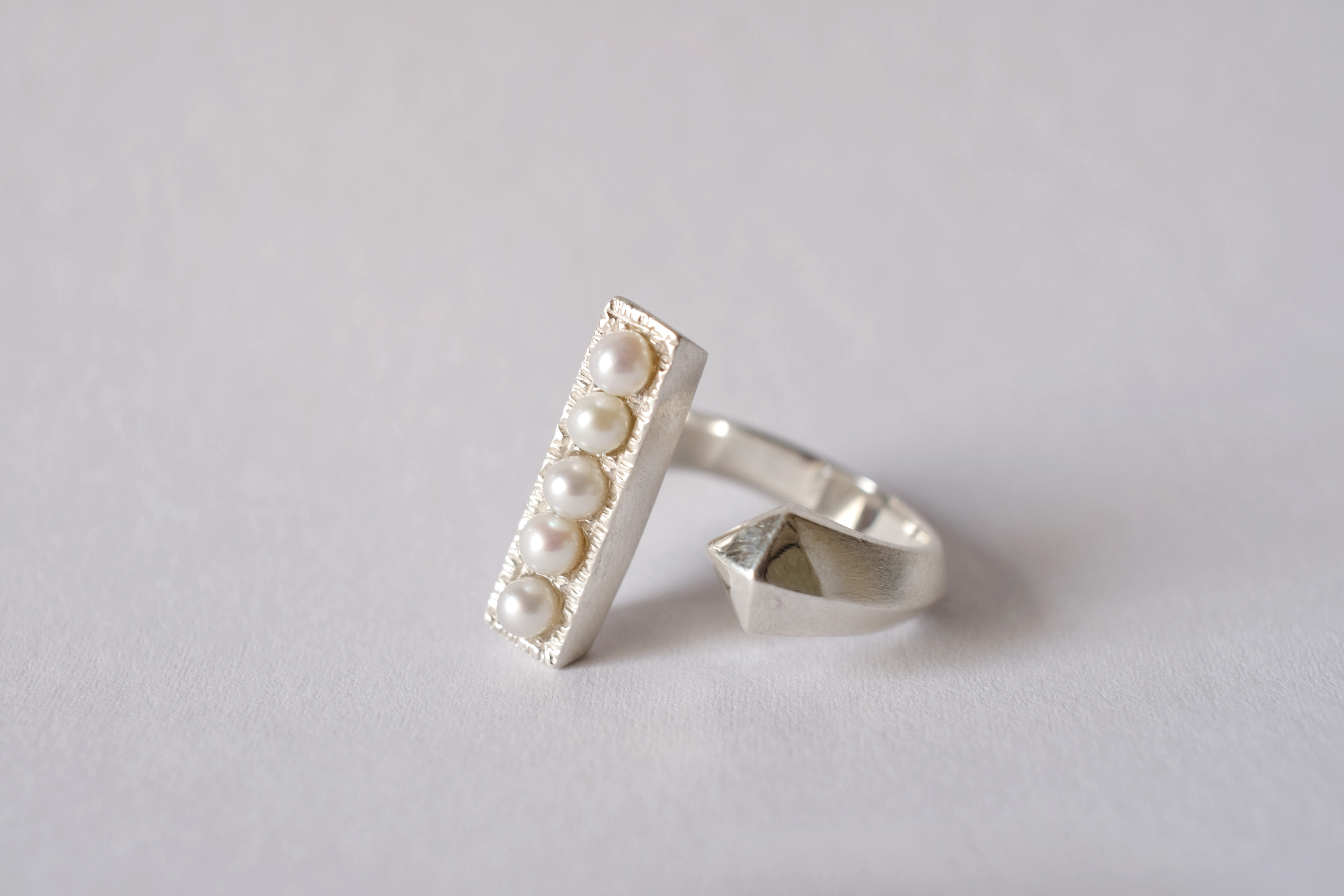 一点物★Pearl studs open ring(SV)★パール★スタッズ★オープンリング★